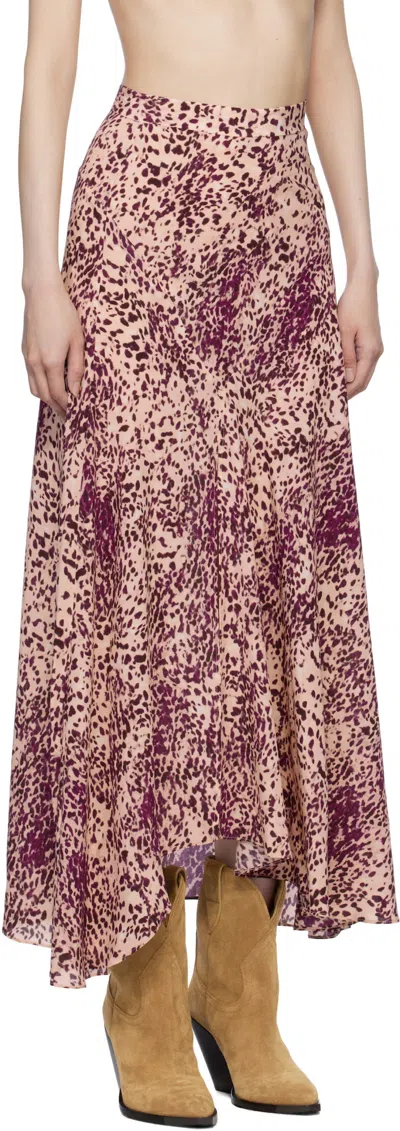 Isabel Marant Fuchsia Printed Sakura Nude Skirt In Purple-ecru