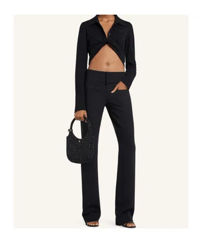 Courrèges Cropped Wool Polo In Black