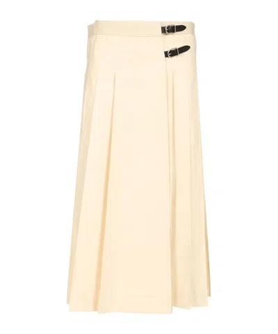 Durazzi Milano Pleated Midi Skirt In Nude