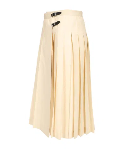 Durazzi Milano Pleated Midi Skirt In Nude