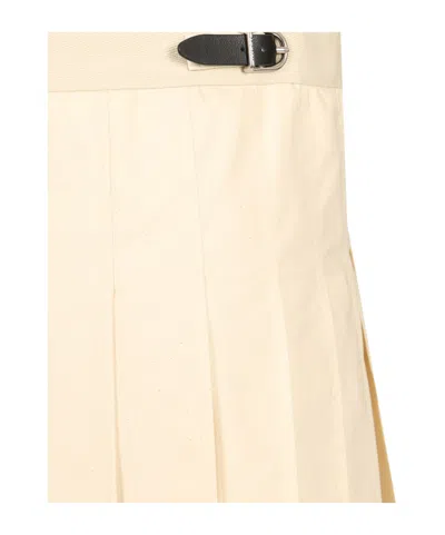 Durazzi Milano Pleated Midi Skirt In Nude