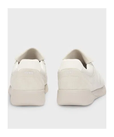 Hugo Boss Nubuck-effect Trainers With Foldover Tongue In White