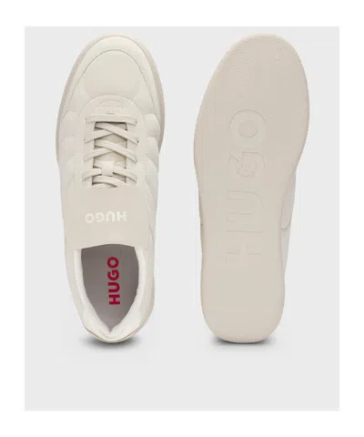 Hugo Boss Nubuck-effect Trainers With Foldover Tongue In White