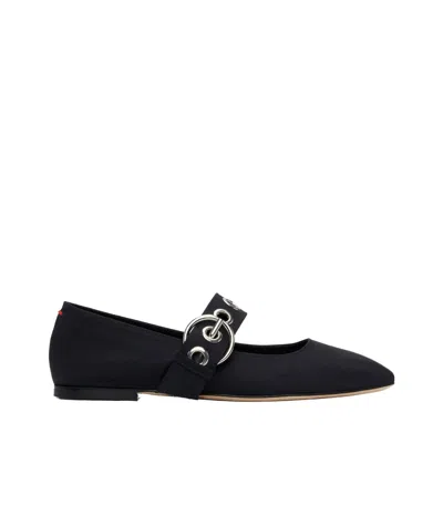 Aeyde Aeydē Nappa Leather Flats With Circular Hardware Detail In Black