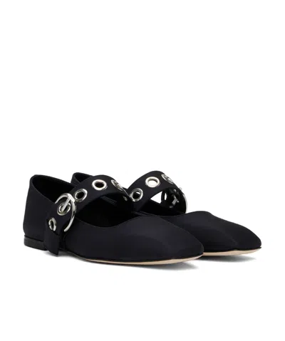 Aeyde Aeydē Nappa Leather Flats With Circular Hardware Detail In Black