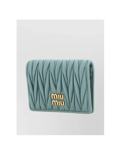 Miu Miu Matelass Card Bag In Green