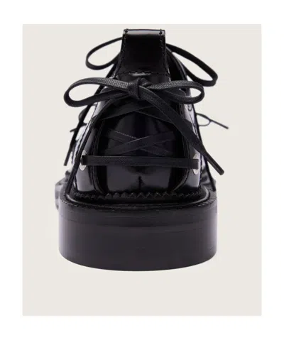 Simone Rocha Lace-up Glossed Leather Brogues In Black