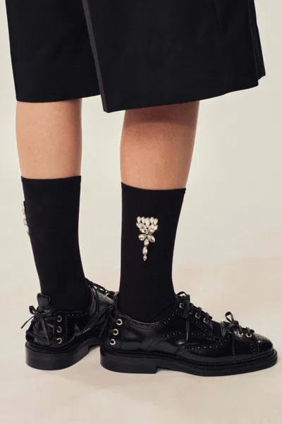 Simone Rocha Lace-up Glossed Leather Brogues In Black