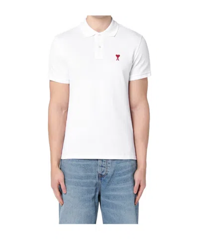Ami Alexandre Mattiussi Organic Cotton Ami De Coeur Polo Shirt In White