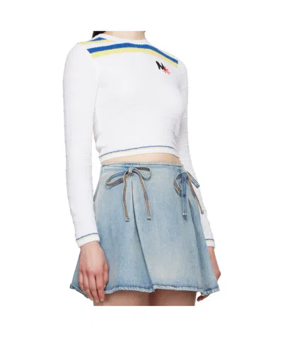 Msgm Embroidered Sweater In White