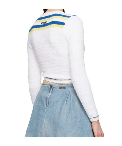 Msgm Embroidered Sweater In White