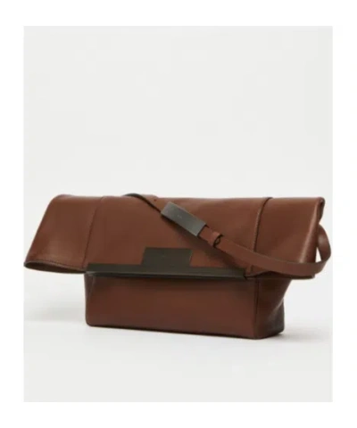 Max Mara Maxmara Women Mmclaspclutch - Small Natural Leather Clutch Bag In Brown