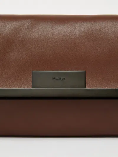 Max Mara Maxmara Women Mmclaspclutch - Small Natural Leather Clutch Bag In Brown