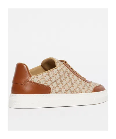 Max Mara Logo Jacquard Sneakers With Textured Fabric And Leather Accents In Nude