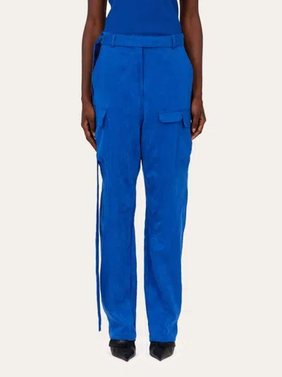 Ferragamo Cargo Pants Lyocell Belt Loops In Blue