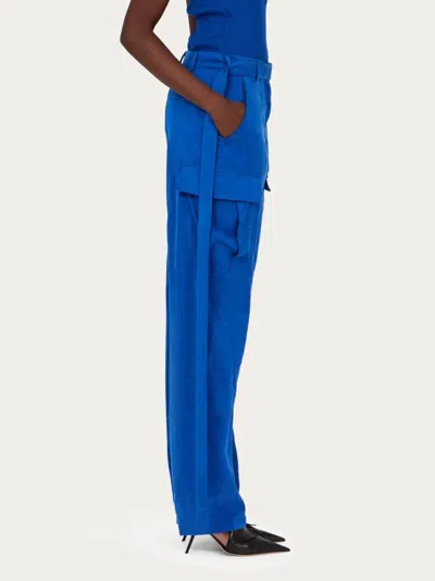 Ferragamo Cargo Pants Lyocell Belt Loops In Blue