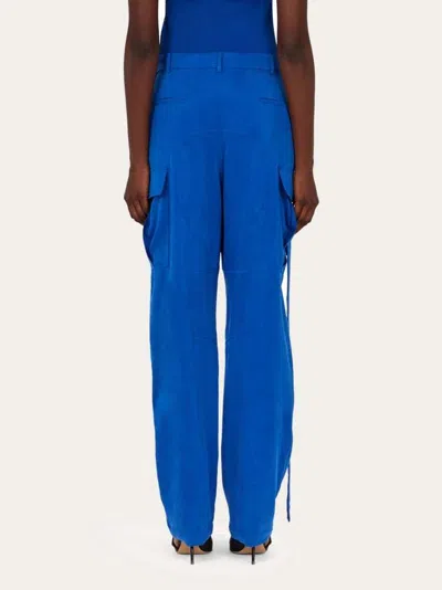 Ferragamo Cargo Pants Lyocell Belt Loops In Blue