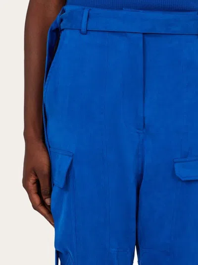 Ferragamo Cargo Pants Lyocell Belt Loops In Blue