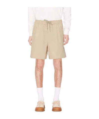 Kenzo Elasticated Drawstring Cotton Shorts In Gold