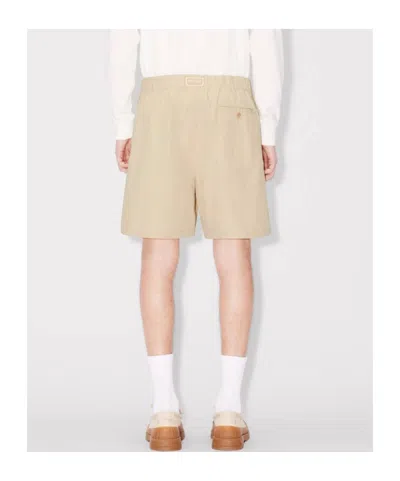 Kenzo Elasticated Drawstring Cotton Shorts In Gold