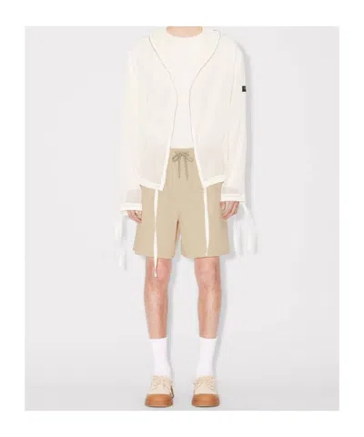 Kenzo Elasticated Drawstring Cotton Shorts In Gold