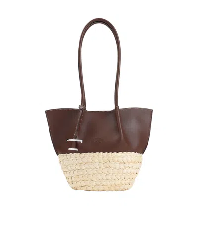 Tod's Braided Texture Small Shopping Tote In Nude
