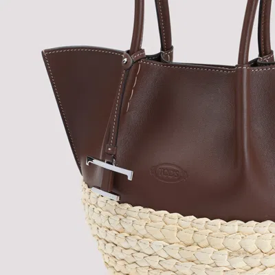 Tod's Braided Texture Small Shopping Tote In Nude