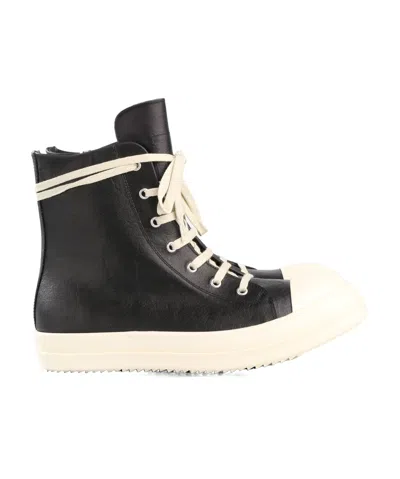 Rick Owens Leather Sneakers In Black