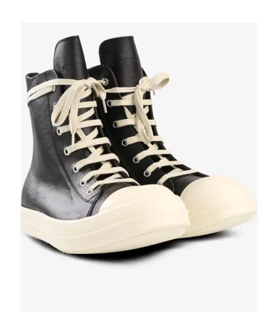 Rick Owens Leather Sneakers In Black
