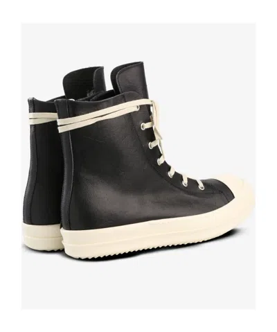 Rick Owens Leather Sneakers In Black