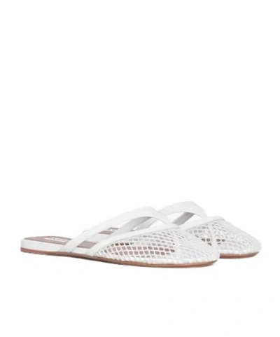 Alaïa Net Leather Thong Mules In White