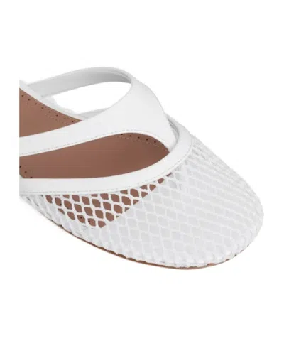 Alaïa Net Leather Thong Mules In White