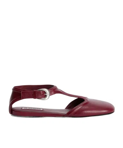 Jil Sander Mary Jane Flats In Brown