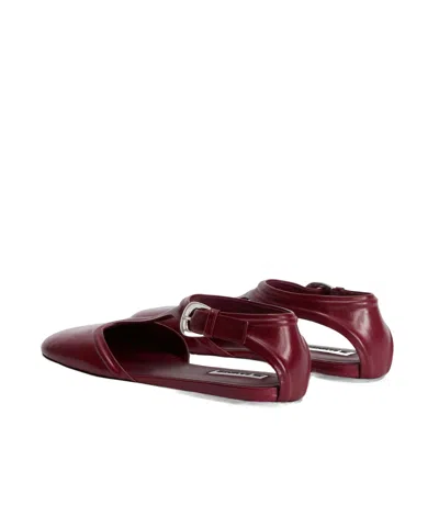 Jil Sander Mary Jane Flats In Brown