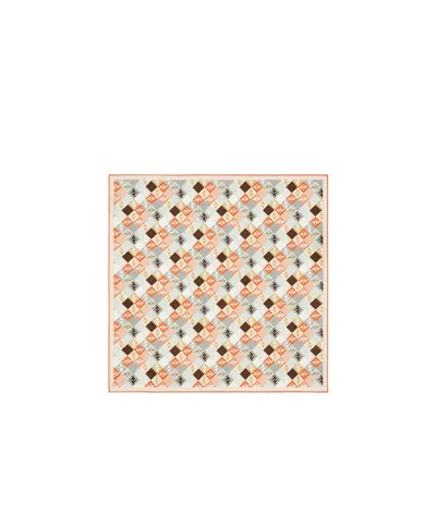 Fendi Selleria Print Square Scarf With Hemmed Edges In White