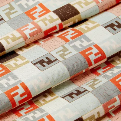 Fendi Selleria Print Square Scarf With Hemmed Edges In White