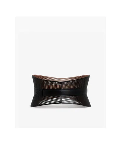 Alaïa Neo Bustier Laser-cut Leather Belt In Black