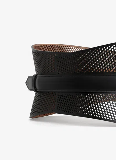 Alaïa Neo Bustier Laser-cut Leather Belt In Black
