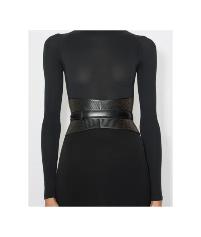 Alaïa Neo Bustier Laser-cut Leather Belt In Black