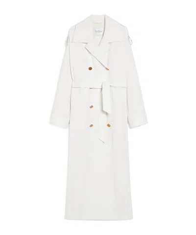 Max Mara Double-breasted Wool Trench Coat In White