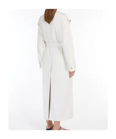 Max Mara Double-breasted Wool Trench Coat In White