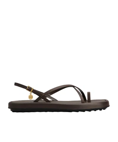 Tod's Multi-strap Leather Toe-loop Sandals In Black