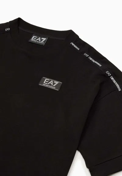 Ea7 Black Cotton T-shirt In Black