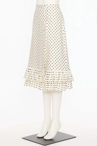 Valentino Ivory Polka-dot Skirt With Ruffles In Black