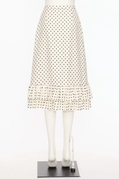 Valentino Ivory Polka-dot Skirt With Ruffles In Black