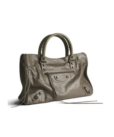 Balenciaga Women's City Medium Leather Handbag In Green