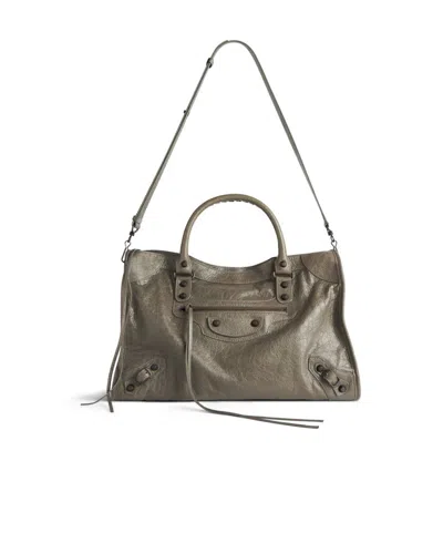 Balenciaga Women's City Medium Leather Handbag In Green