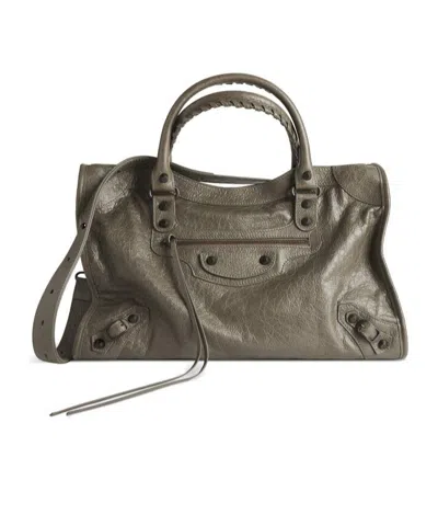 Balenciaga Women's City Medium Leather Handbag In Green