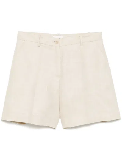 P.a.r.o.s.h Parosh Beige Linen Tailored Shorts With High Waist In Neutrals