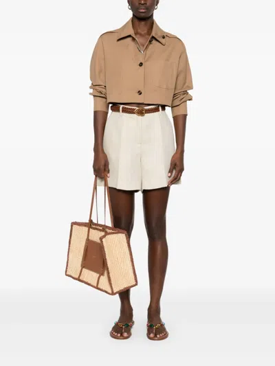 P.a.r.o.s.h Parosh Beige Linen Tailored Shorts With High Waist In Neutrals